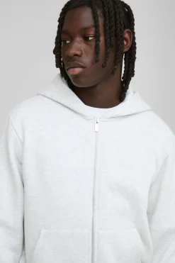 Hoodie basique à fermeture éclair et coupe boxy