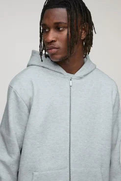 boohooMAN Hoodie basique grand format, coupe régulière, à zip intégral<Homme Tout Afficher|Sweats À Capuche Tall