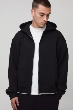 Hoodie basique surdimensionné à coupe boxy, avec fermeture éclair