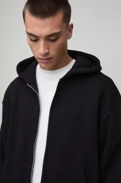 Hoodie basique surdimensionné à coupe boxy, avec fermeture éclair
