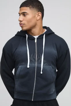 Hoodie Boxy rétréci Loopback OFCLMAN avec applique Check et fermeture éclair traversante