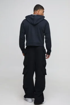 Hoodie Boxy rétréci Loopback OFCLMAN avec applique Check et fermeture éclair traversante