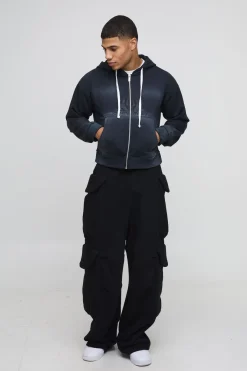 Hoodie Boxy rétréci Loopback OFCLMAN avec applique Check et fermeture éclair traversante