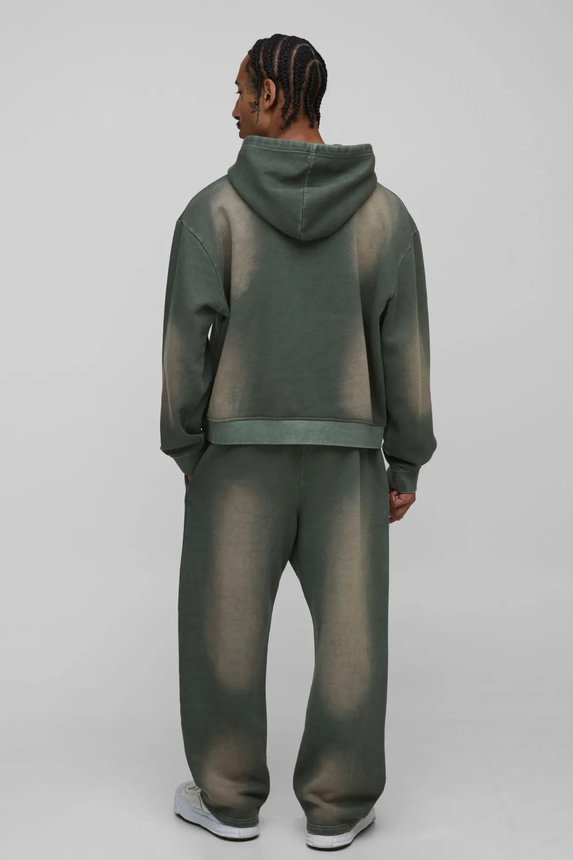 Hoodie brodé pour homme, ample, de coupe boxy, spray wash et sportif