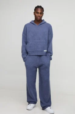boohooMAN Hoodie brossé à coupe boxy et survêtement de joggeurs évasés<Homme Survêtements