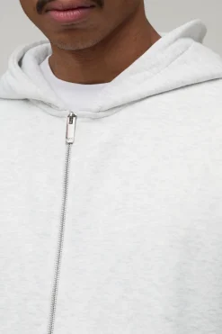 Hoodie à capuche basique surdimensionné à coupe boxy avec fermeture éclair