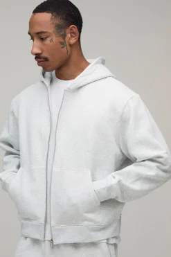 Hoodie à capuche basique surdimensionné à coupe boxy avec fermeture éclair