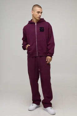 boohooMAN Hoodie à capuche Boxy Fit B avec appliqué et fermeture éclair intégrale<Homme Sweats À Capuche Et Sweatshirts|Sweats À Capuche Et Sweats