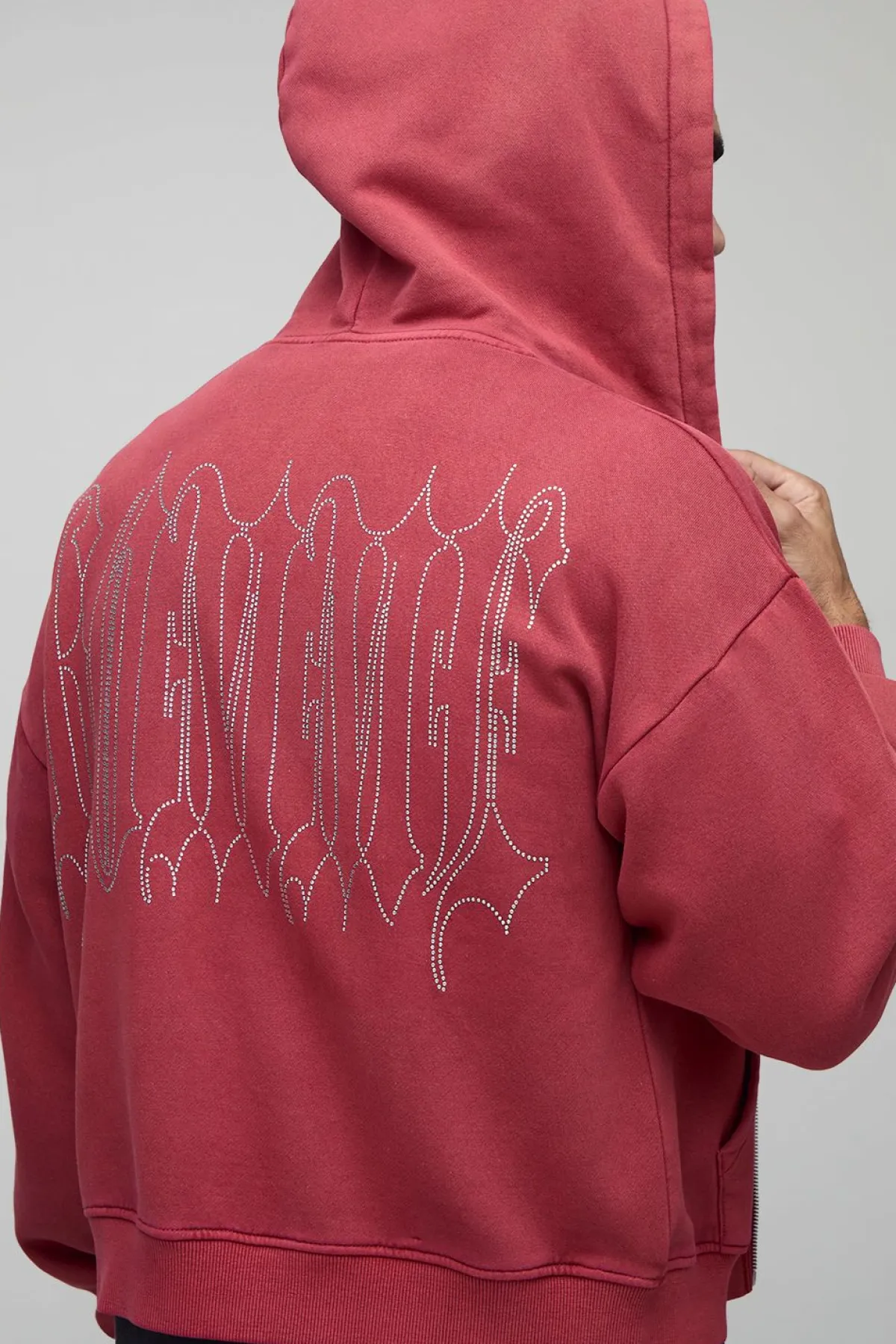 boohooMAN Hoodie à capuche à fermeture éclair, coupe rétrécie, lavé, Cross Diamante<Homme Sweats À Capuche Et Sweatshirts|Sweats À Capuche Et Sweats