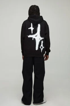 boohooMAN Hoodie à capuche graphique oversize Graffiti Spray Cross<Homme Sweats À Capuche Et Sweatshirts|Sweats À Capuche Grande Taille
