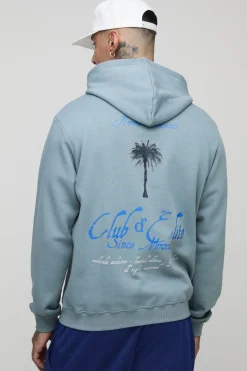 Hoodie à capuche Tall Palm Print, lavé, coupe régulière