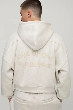 Hoodie à capuche zippé à épaules tombantes, coupe rétrécie Per Sempre Heavyweight