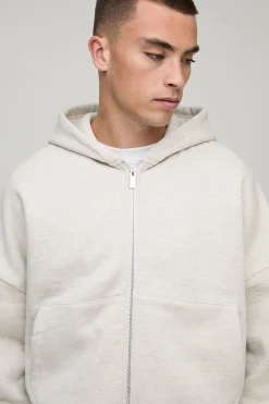 Hoodie à capuche zippé à épaules tombantes, coupe rétrécie Per Sempre Heavyweight