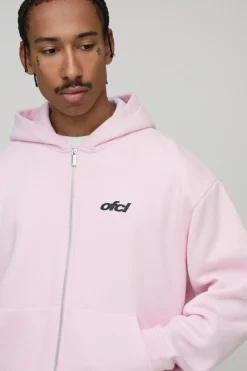 boohooMAN Hoodie à capuche zippé pour homme, oversize, boxy et pastel<Homme Sweats À Capuche Et Sweatshirts|Sweats À Capuche Grande Taille
