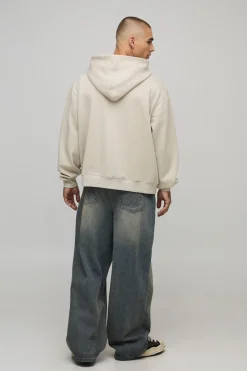 boohooMAN Hoodie à capuche zippé surdimensionné et à coupe carrée avec imprimé Houston Texas Stone<Homme Sweats À Capuche Et Sweatshirts|Sweats À Capuche Et Sweats