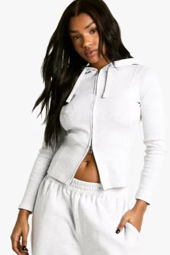 boohoo Hoodie à détails de couture côtelées et survêtement de joggers à jambe droite<Femme Survêtements|Survêtements
