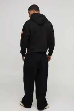 Hoodie graphique noir oversize boxy American Tour