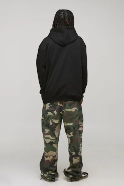 Hoodie graphique noir surdimensionné à strass et impression foil "Mouth"