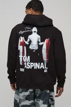 Hoodie imprimé noir surdimensionné sous licence UFC Tom Aspinall