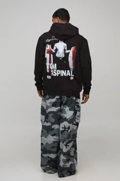 Hoodie imprimé noir surdimensionné sous licence UFC Tom Aspinall