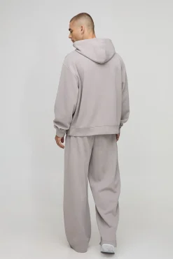 boohooMAN Hoodie interlock à capuche premium, surdimensionné, à coupe carrée et à chevauchement<Homme Sweats À Capuche Et Sweatshirts|Sweats À Capuche Et Sweats