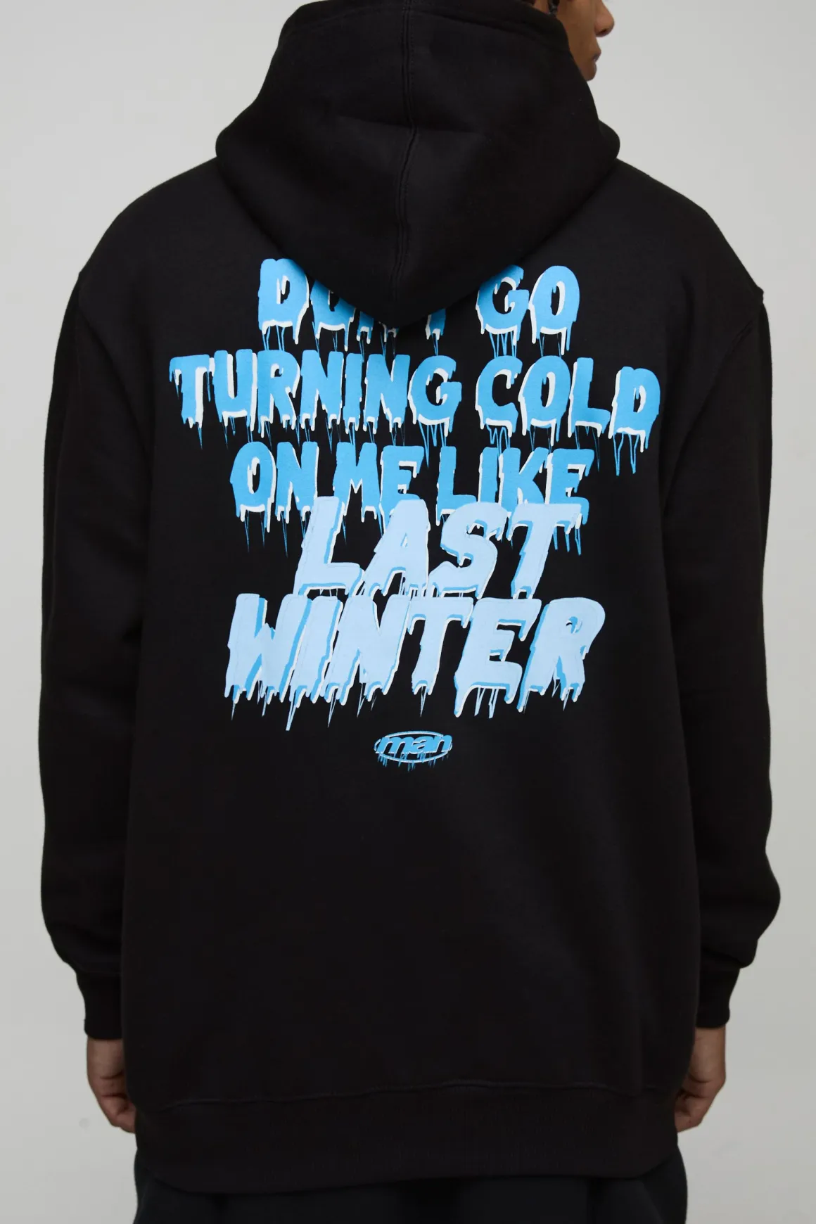 Hoodie noir oversize imprimé avec slogan Turning Cold