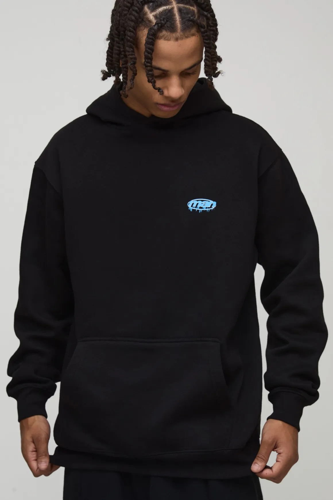 Hoodie noir oversize imprimé avec slogan Turning Cold