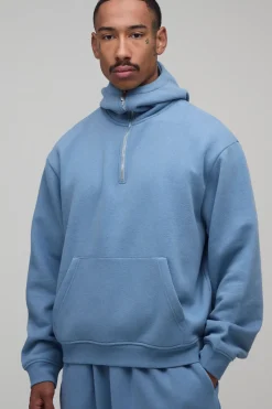 Hoodie Oversize Ample En Peluche Avec Motif Masque Pour Les Yeux Et Zip 1/4