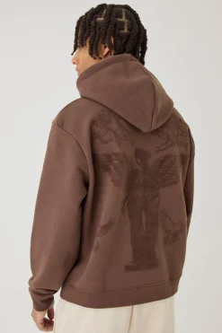 boohooMAN Hoodie oversize boxy ultra épais à impression puff<Homme Sweats À Capuche Et Sweatshirts|Sweats À Capuche Grande Taille