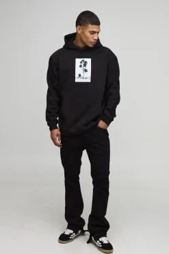 Hoodie Oversized à imprimé floral noir