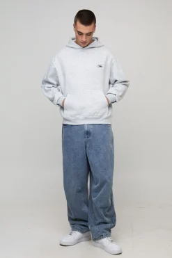 Hoodie oversize gris cendré à coupe boxy, impression Brooklyn Over The Seams