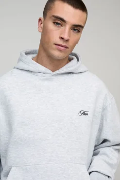 Hoodie oversize gris cendré à coupe boxy, impression Brooklyn Over The Seams