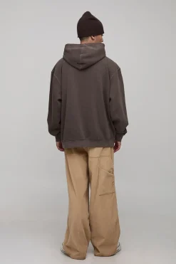boohooMAN Hoodie oversize pour homme imprimé « Star » en lavé<Homme Sweats À Capuche Et Sweatshirts|Sweats À Capuche Et Sweats