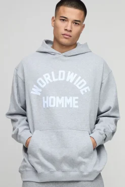 boohooMAN Hoodie oversize Worldwide pour homme<Homme Sweats À Capuche Et Sweatshirts|Sweats À Capuche Et Sweats