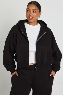 boohoo Hoodie Plus Core Basic Boxy à manches ballon, surdimensionné, à fermeture éclair intégrale<Femme Tops D’Automne|Sweats À Capuche Et Sweatshirts