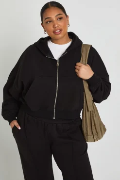 boohoo Hoodie Plus Core Basic Boxy à manches ballon, surdimensionné, à fermeture éclair intégrale<Femme Tops D’Automne|Sweats À Capuche Et Sweatshirts