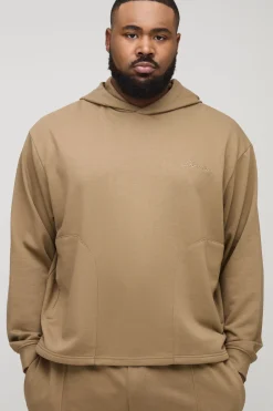 Hoodie à poche passepoilée brodée Plus Tonal