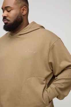 Hoodie à poche passepoilée brodée Plus Tonal