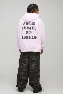 Hoodie pour homme à imprimé graphique Ofcl, rose délavé, oversize, avec impression puff