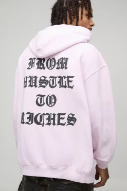 Hoodie pour homme à imprimé graphique Ofcl, rose délavé, oversize, avec impression puff