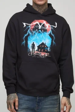 Hoodie pour homme Tall Oversized Gothic OFCL TOUR à impression vintage lavée