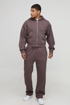 Hoodie Premium Boxy Rétréci en Interlock zippé