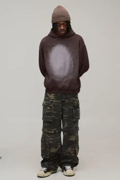 Hoodie surdimensionné à coupe boxy, fini spray wash et appliqué en forme d'étoile