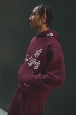 Hoodie surdimensionné, à coupe carrée, orné de broderies florales