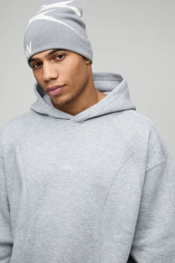 boohooMAN Hoodie surdimensionné, coupe carrée et détail brodé<Homme Sweats À Capuche Et Sweatshirts|Sweats À Capuche Et Sweats