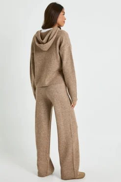 Hoodie tricoté oversize à boutons et pantalon à jambes larges