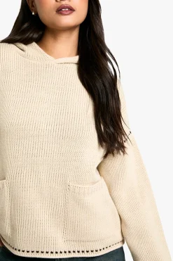 Hoodie tricoté premium avec détails de point de bordure