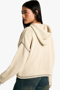 Hoodie tricoté premium avec détails de point de bordure