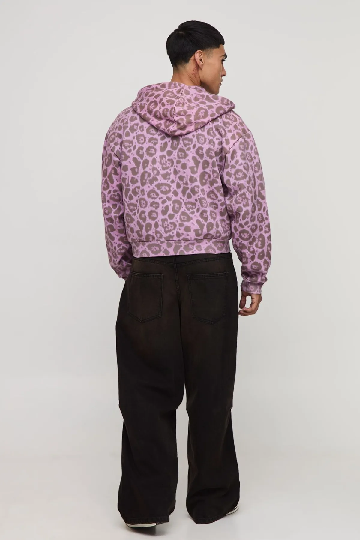 boohooMAN Hoodie zippé ajusté à imprimé léopard<Homme Sweats À Capuche Et Sweatshirts|Sweats À Capuche Et Sweats