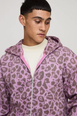 boohooMAN Hoodie zippé ajusté à imprimé léopard<Homme Sweats À Capuche Et Sweatshirts|Sweats À Capuche Et Sweats
